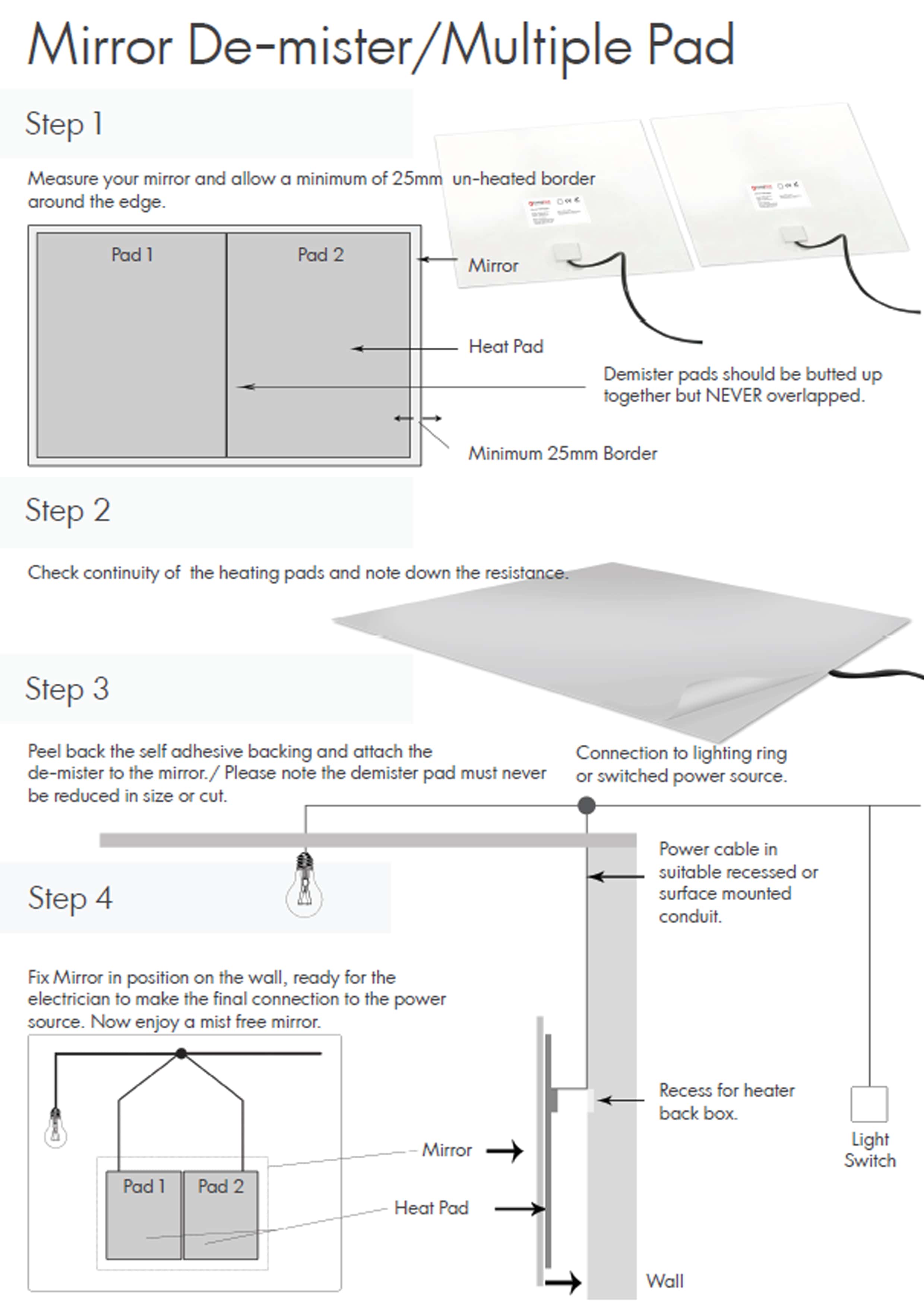 Bathroom Mirror Demister Demisting Heating Pad Steam Free In Square