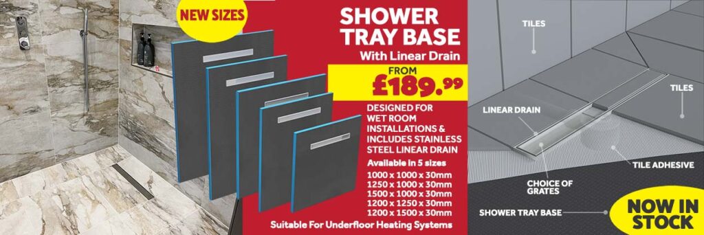 Shower Lay Wetroom Base Tray + Fast Flow Linear Drain