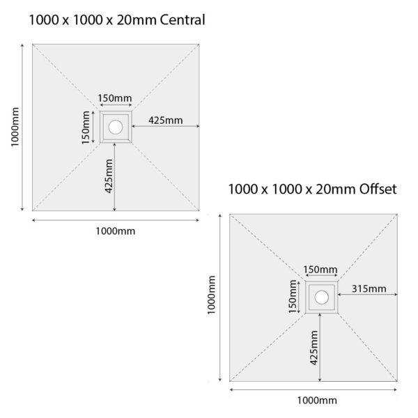 1000 x 1000 c-o Shower Tray