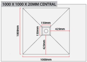 1000 x 1000 central Shower Tray