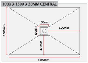 1000 x 1500 central Shower Tray