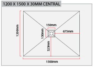 1200 x 1500 central Shower Tray